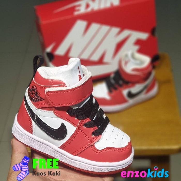 Gambar Sepatu Bayi Perempuan 1 Tahun - Nike Air Jordan Baby Grade Original - Merah Putih, 22 dari Enzo Kids undefined Tokopedia