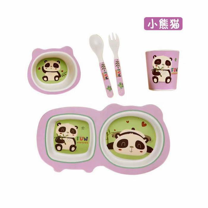 Gambar Piring makan set anak Bamboo-babies Feeding bamboo set dino safari 003 - Panda dari BabyBshop1 undefined Tokopedia