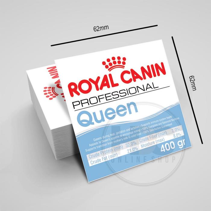 Gambar Sticker Label Pet Shop Custom Royal Canin Queen Dry Food - Default dari insitemystore undefined Tokopedia