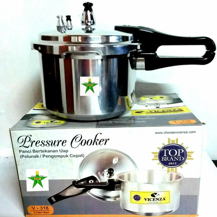 Gambar Vicenza V-318 Pressure Cooker Panci Bertekanan Uap 3L Promo dari Star King Mart undefined Tokopedia