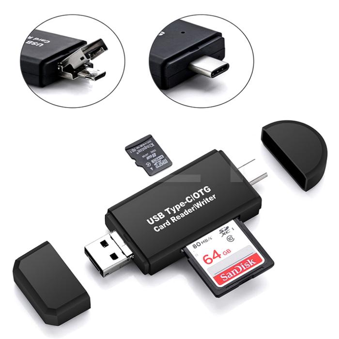 Gambar Adaptor OTG HP Lengkap Micro USB Type C Card Reader Smartphone Android dari Gadget Therapy undefined Tokopedia