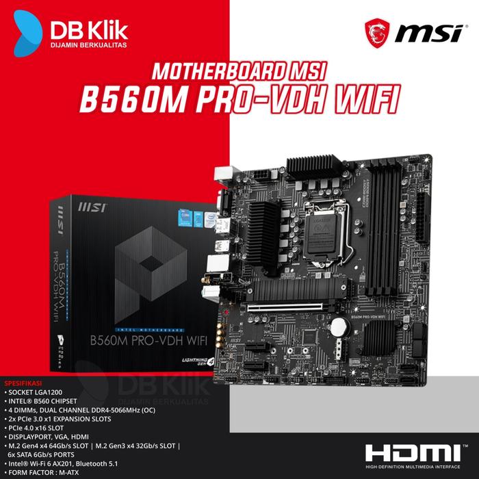 Motherboard MSI B560M PRO VDH WIFI m-ATX LGA1200 HDMI DP - MSI B560 M