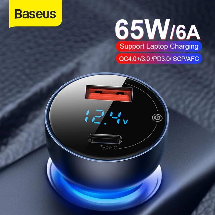 Gambar BASEUS 65W CAR CHARGER MOBIL FAST CHARGING TYPE C PD+USB QUICK CHARGE - Charger dari D&D-oLshop undefined Tokopedia