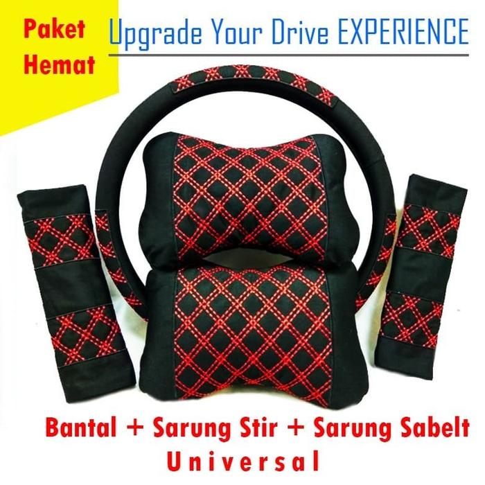 Gambar Bantal mobil paket benang merah atau putih plus sarung stir sabelt - Benang Merah dari JM×Collection undefined Tokopedia