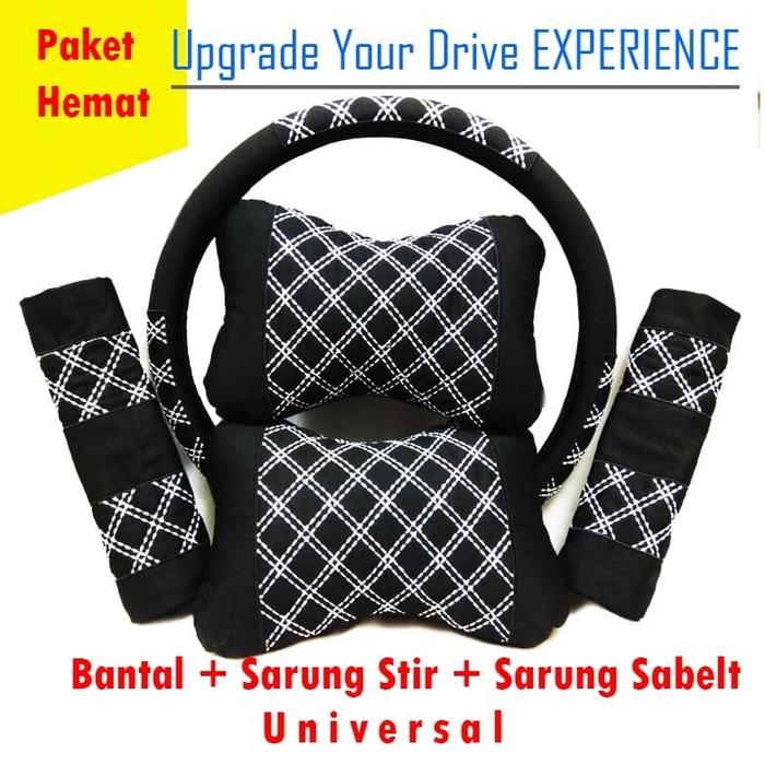 Gambar PAKET BUNDLING !!! Bantal Mobil Sarung Stir Seatbelt Motif Premium - Putih dari JM×Collection undefined Tokopedia