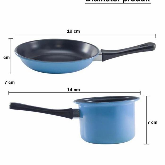 Gambar TEFLON / FRY DAN MILK PAN PENGGORENGAN DAN PANCI GAGANG SET DEEP FRYER - Biru Muda dari SEL OL Store undefined Tokopedia