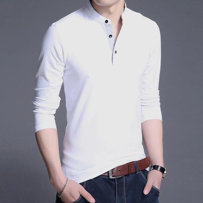 Gambar Kaos pria keren Lengan Panjang Best Seller - Putih, XL dari MILANO OFFICIAL undefined Tokopedia