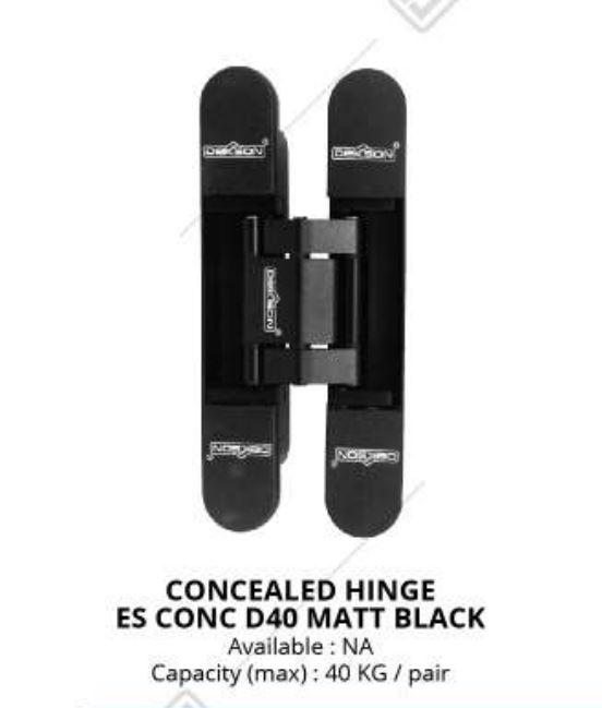 Jual CONCEALED HINGE DEKKSON ADJUSTABLE ES CONC D40 MATT BLACK Hidden