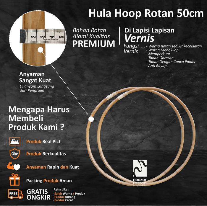 Gambar Hula hoop ring spot diameter 25cm - 50cm dari Neezar Rattan Home Decor undefined Tokopedia