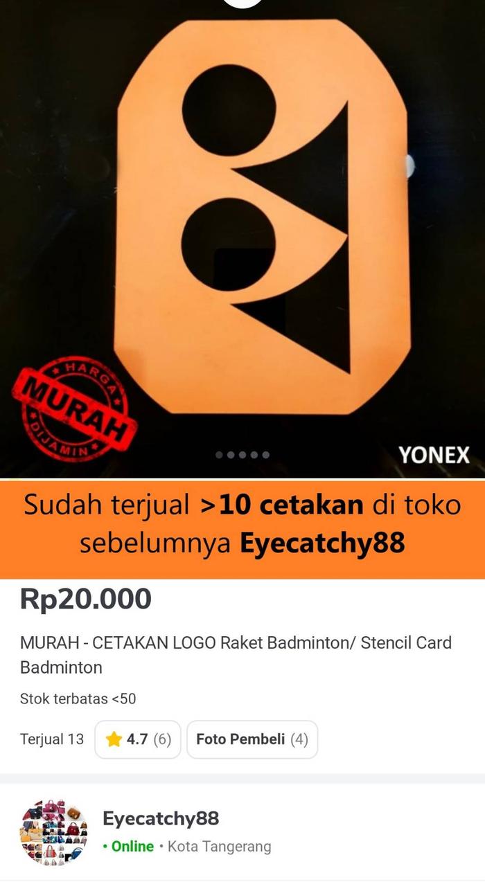 Gambar Cetakan Raket / Logo Raket / Stencil Card Badminton - KARTON - YONEX dari Eyetura undefined Tokopedia