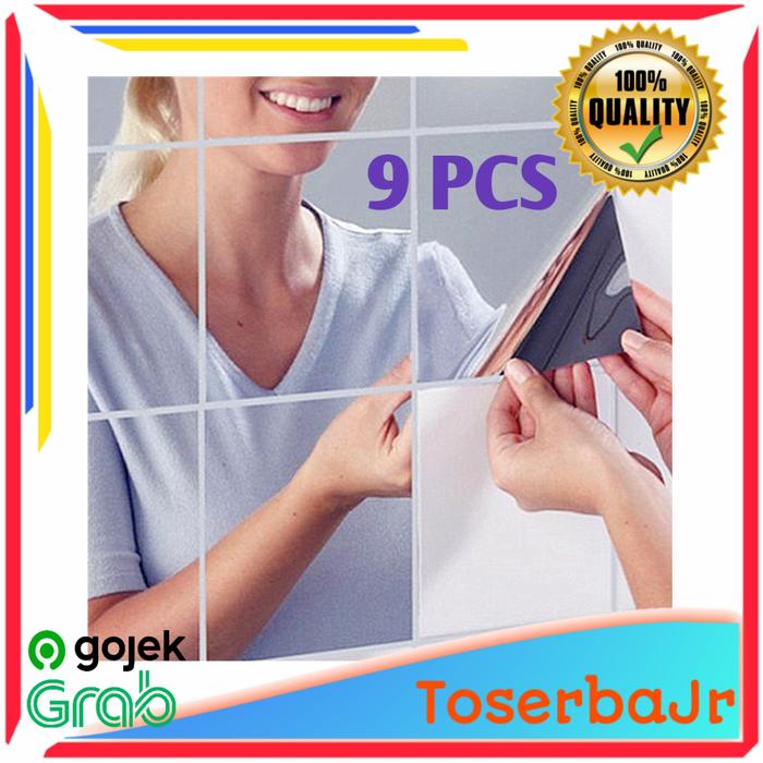Gambar Fender Wall Sticker Dekorasi Dinding 3DModel Square Mirror/Cermin 9pcs dari ToserbaJr undefined Tokopedia