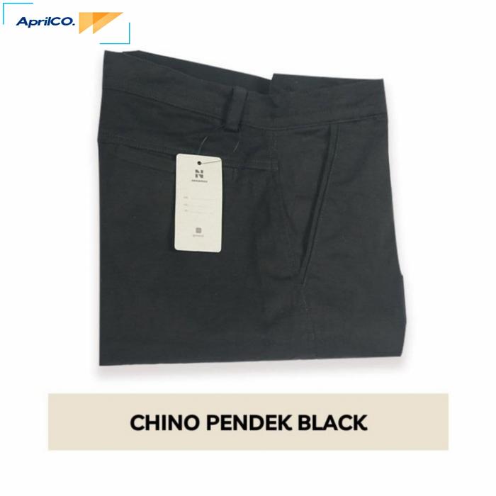 Gambar Celana Bahan Chino Pendek Jumbo Santai Pria Katun Distro Murah Hitam - Black, 32 dari AprilCo. undefined Tokopedia