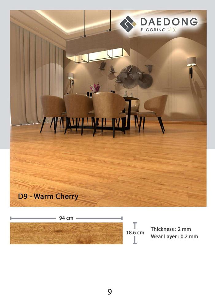 Gambar Vinyl Lantai Motif Kayu Anti Gores Daedong Luxury Vinyl Flooring - D9 Warm Cherry dari JAVA INTERIOR undefined Tokopedia