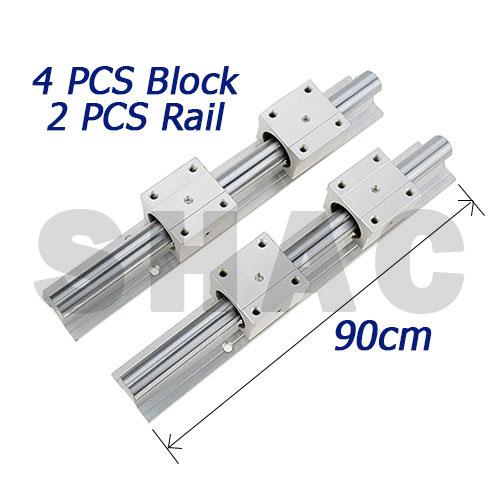 Gambar SBR12UU SET (4 Block + 2 Rail) Linear Bearing Series - L30~100cm - 90cm dari SHAC Automation undefined Tokopedia