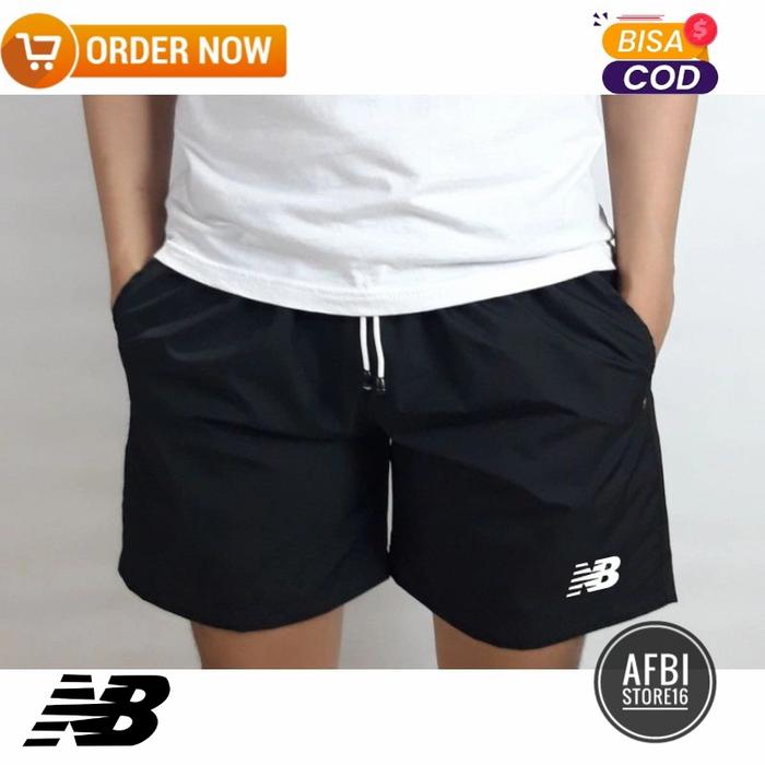 Gambar CELANA OLAHRAGA PENDEK PRIA BERKANTONG/RUNNING/FUTSAL/SANTAI/LOGO NB - Hitam, M dari Husna cloth undefined Tokopedia