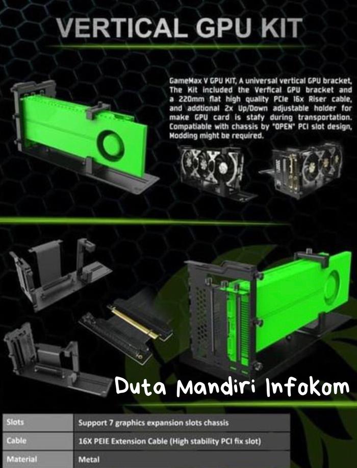 Jual GameMax Vertical GPU Kit with Riser Cable and VGA GPU Holder ...