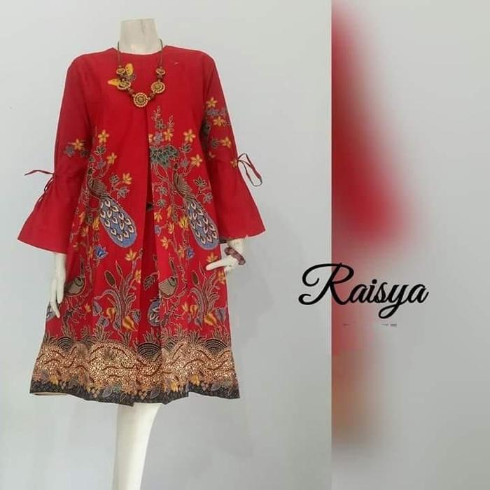 Gambar TUNIK BATIK WANITA MODERN MODEL TERBARU KEKINIAN 2021 BAJU KANTOR - Merah, M dari PASAR BATIK ELEGAN undefined Tokopedia