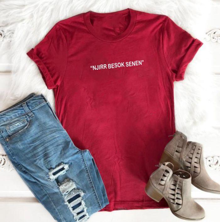 Gambar Kaos NJIRR BESOK SENEN Premium T shirt Atasan Unisex - Merah, L dari Z-nine collection undefined Tokopedia
