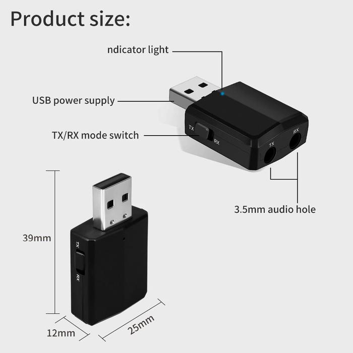 Gambar USB Dongle Bluetooth 5.0 Transmitter Receiver Audio - ZF-169 Plus - Black dari Ellen 0lshop undefined Tokopedia