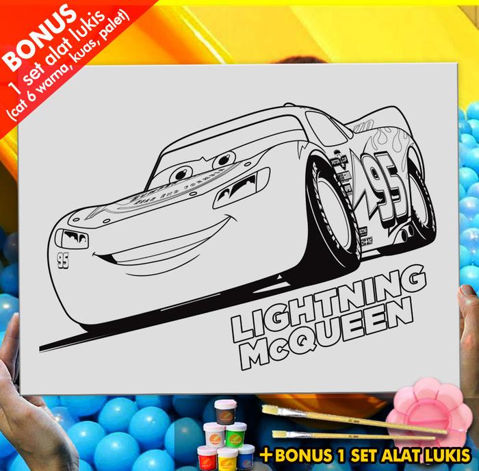 Jual Kanvas Lukis Gambar Lightning Mcqueen Mewarnai Anak Mobil MEL1230
