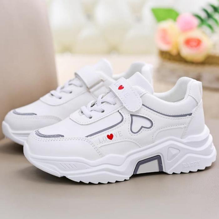 Gambar sepatu sneakers anak perempuan love casual korea style murah terbaru - Abu-abu, 34 dari Hoky Shoes Store undefined Tokopedia
