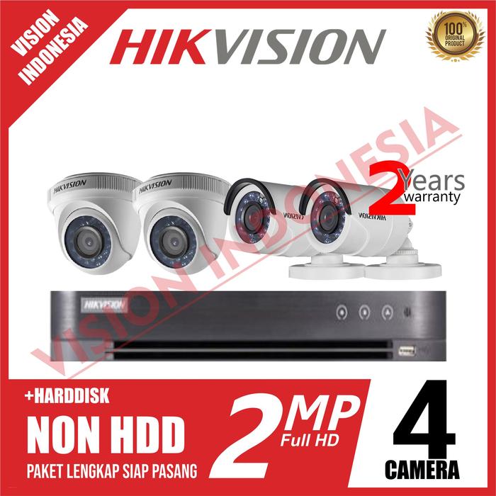 Gambar PAKET CCTV HIKVISION 4 CAMERA 2MP / 1080P FULL SET / HQHI Series DVR - NON HDD dari VISION INDONESIA undefined Tokopedia