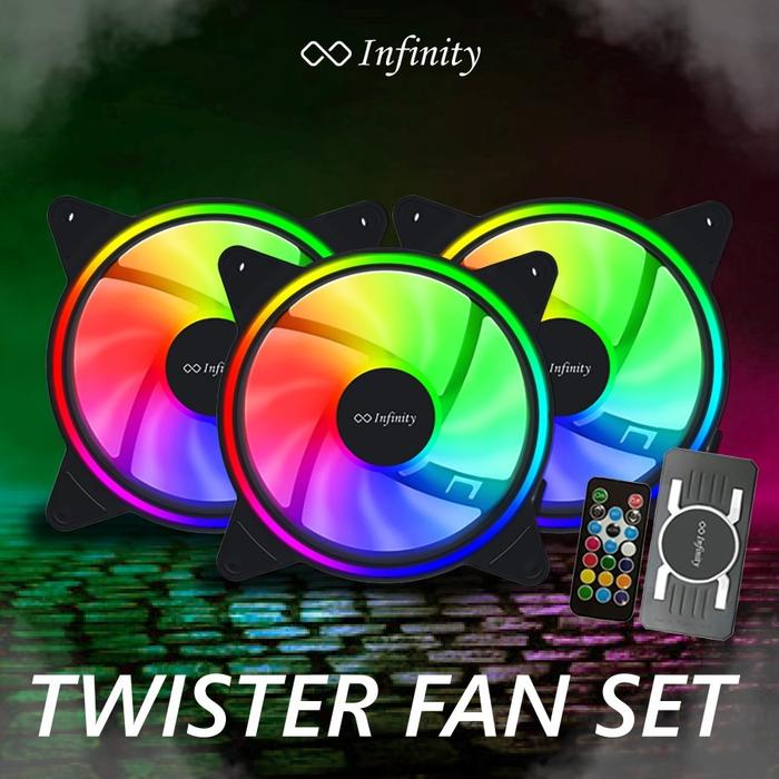 Gambar Fan Case Infinity Twister aRGB 12cm 6Pin Fan Casing 120mm RGB - 3 Fan + Hub dari PT Sempurna Sejahtera undefined Tokopedia