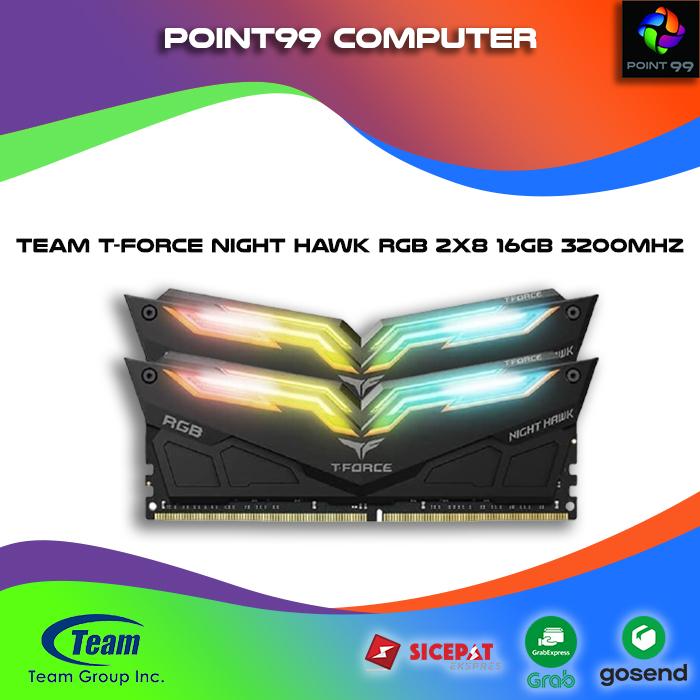 Jual TEAM T-FORCE NIGHT HAWK RGB 16GB (2X8GB) DDR4 3200Mhz DUAL