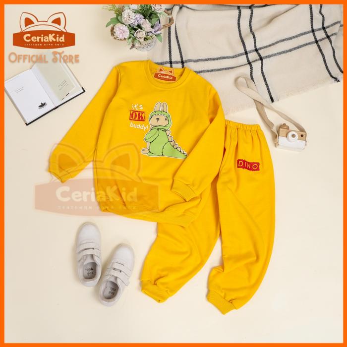 Gambar [ceriakid] sweater setelan anak laki perempuan 0-7 tahun - dino - kuning, 0 dari ck bajuanak undefined Tokopedia