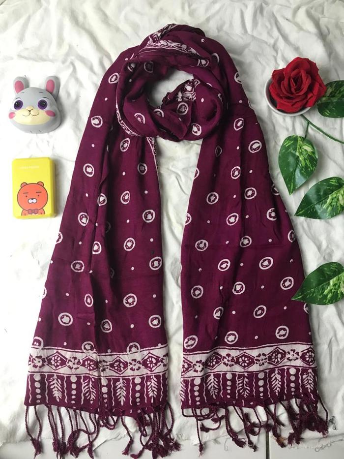 Gambar Syal Selendang Batik Cap / Pashmina Wanita Santung / Scarf Pink - 1 dari Nuken Batik undefined Tokopedia