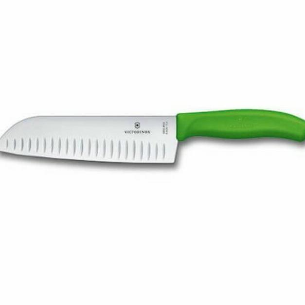 Gambar Santoku Chef Knife 17cm Victorinox Fluted Edge Original - GREEN dari Kitchenware 01 undefined Tokopedia
