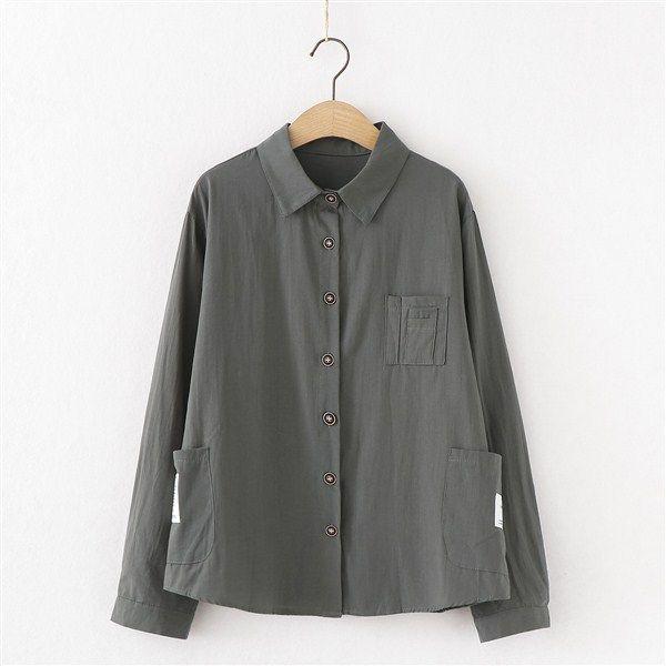 Gambar Kemeja Wanita Multi Pocket Patches (Wnite, Green) - Hijau dari Gabe Store Mall undefined Tokopedia