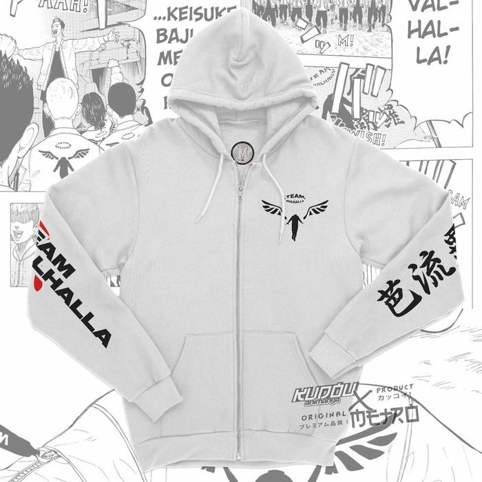 Gambar Jaket Hoodie Valhalla Tokyo Revengers Hanma Gang Zipper Terbaru - Putih, S dari WMOSTORE undefined Tokopedia