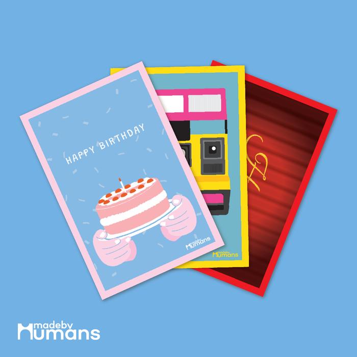 Gambar Kartu Ucapan Postcard AR: Birthday Collection - Merah dari madebyhumans undefined Tokopedia