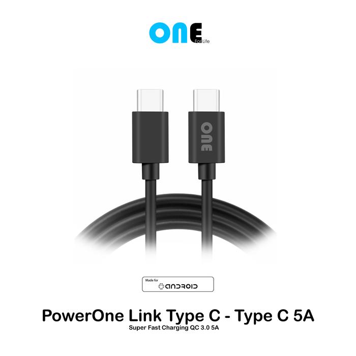 Gambar Power One Link Type C to C 5A Super Fast Charging QC 3.0 5A 2 meter - Hitam dari Inti Global Manunggal undefined Tokopedia