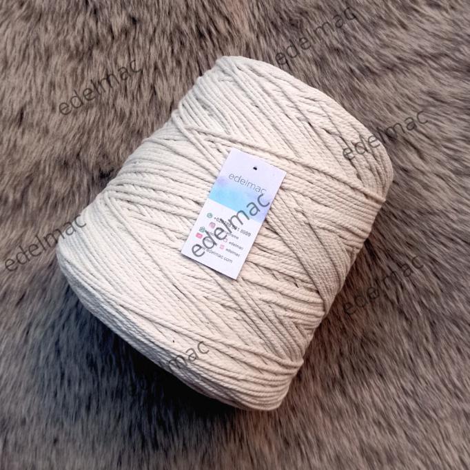 Gambar Tali katun macrame Hitam Putih twist 4mm premium - Broken White dari edelmac undefined Tokopedia