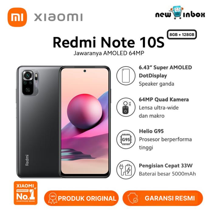 Gambar Xiaomi Redmi Note 10S 8/128 - RAM 8GB / ROM 128GB Garansi Resmi TAM - Onyx Gray dari NEW IN BOX undefined Tokopedia
