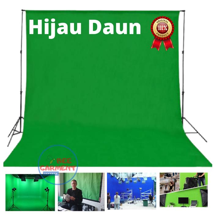 Gambar Zoom Background Hijau Daun 100 gsm Green screen - Hj Daun 100gsm, P 2m x L 1.60m dari Bee Garment undefined Tokopedia