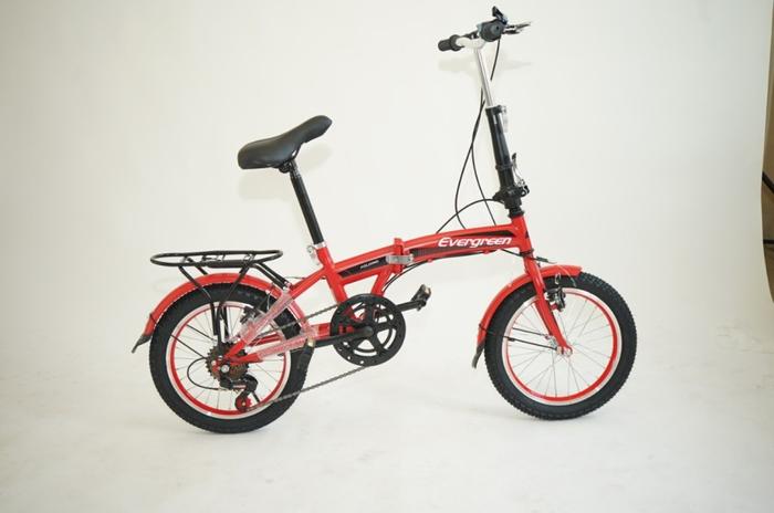 Gambar Sepeda Lipat Evergreen 16 folding bike 6 speed termurah kualitas baik - Red dari Sepeda dan Motor Listrik undefined Tokopedia