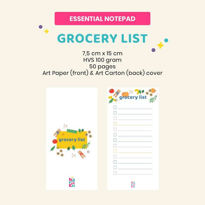 Gambar Essential Notepad - Hariku Studio - Grocery List dari Hariku Studio undefined Tokopedia