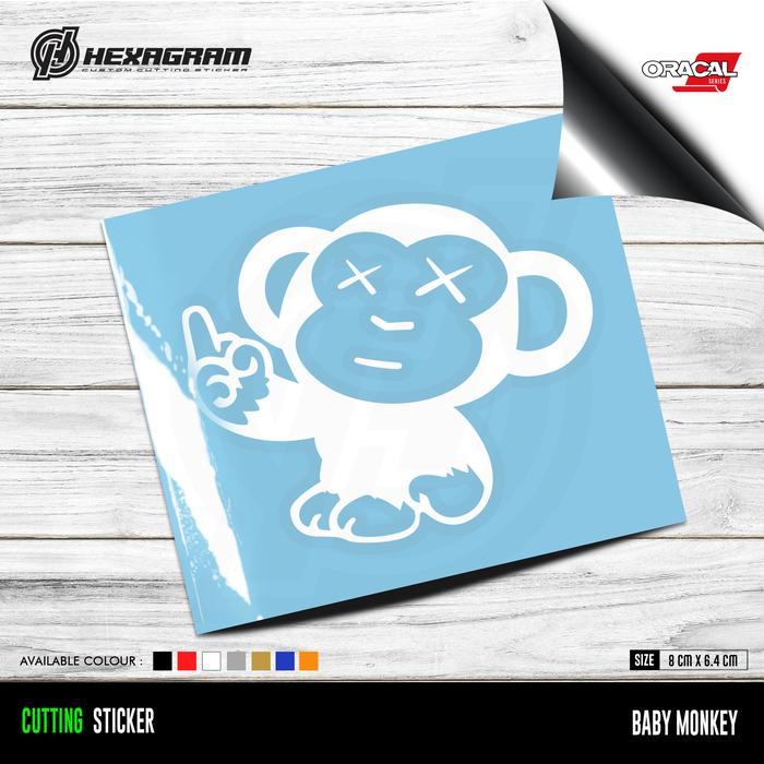 Gambar Cutting Sticker Baby Monkey | Stiker Baby Monkey - Putih dari Hexagram Stiker undefined Tokopedia
