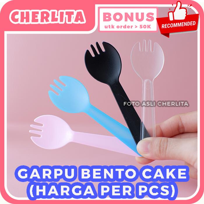 Gambar Garpu Bento Cake Kue Roti Mini Korean Cake Lunch Box Fork - Merah Muda dari Cherlita undefined Tokopedia