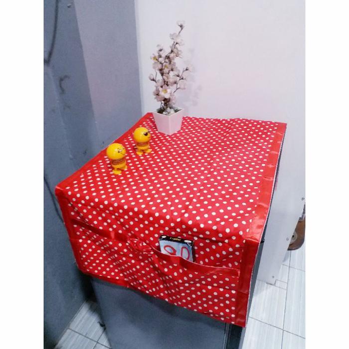 Gambar Sarung Kulkas / Taplak Kulkas / Cover Atas Kulkas Bahan Katun Polymicr - Polkadot merah dari Toro Fams House undefined Tokopedia