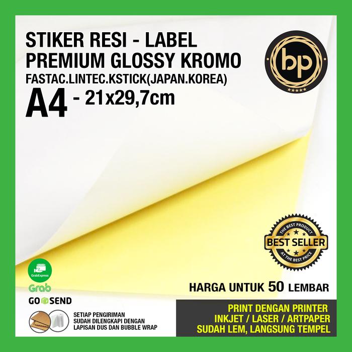 Gambar [A4 - PAKET 50 LEMBAR] STICKER STIKER POLOS HVS DOFF / GLOSSY / KRAFT Kertas Putih - Glossy Premium dari Blackpaper Label undefined Tokopedia