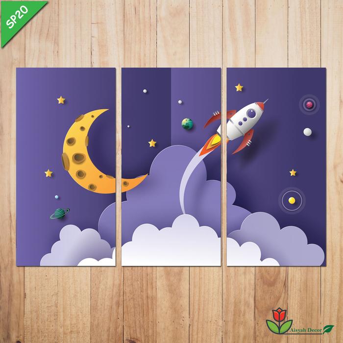 Gambar Hiasan Dinding 90x60cm Seri Luar Angkasa Space isi 3 pcs Jumbo - SP20-90x60 dari AD Art undefined Tokopedia
