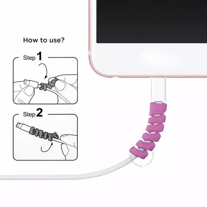 Gambar Pelindung Kabel Spiral / Cable Protector / Lightning Saver iPhone Mac - Pink Muda dari POPULANO undefined Tokopedia