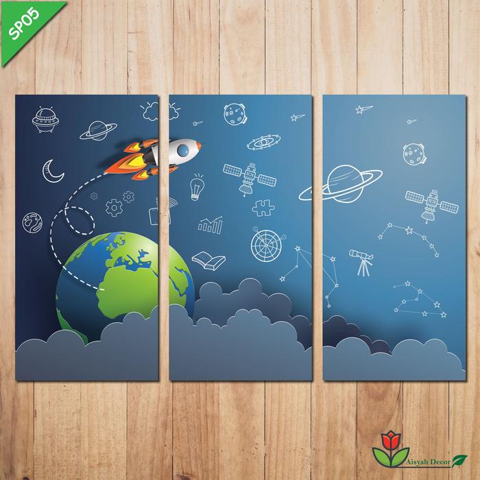 Gambar Hiasan Dinding 90x60cm Seri Luar Angkasa Space isi 3 pcs Jumbo - SP05-90x60 dari AD Art undefined Tokopedia