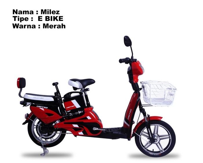 Gambar Sepeda Listrik United Milez Bosch 16 inch E Bike 12V 12AH Garansi SNI - Merah dari Sepeda dan Motor Listrik undefined Tokopedia