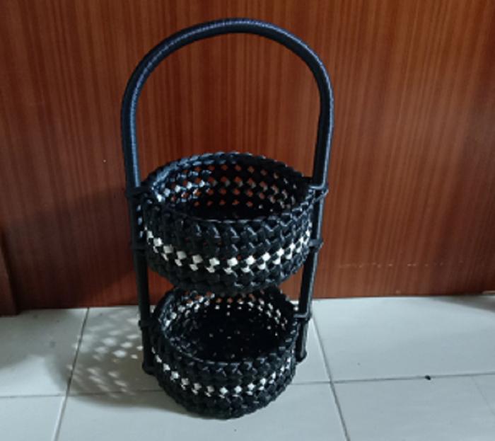 Gambar Rak serbaguna susun 2 rak unik keranjang pastik tempat bumbu dapur - Hitam dari CIREBON SHOP_NEW undefined Tokopedia