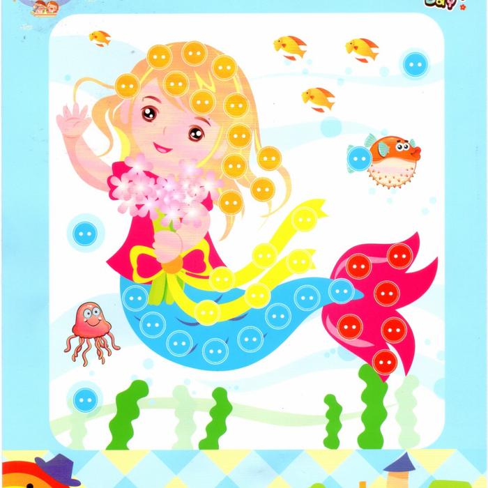 Gambar Mainan Edukasi Tempel Kancing, Stiker Mosaik DIY Button - Mermaid dari Heppyshop Heppyshop undefined Tokopedia